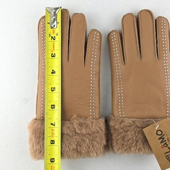 LAMO Women's 100% Premium Australian Sheepskin Leather Gloves White Stitch Sz M - Picture 10 of 11